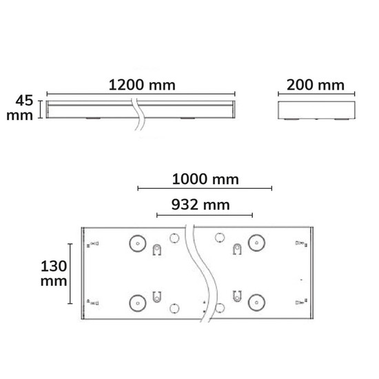 Isoled LED Langfeldleuchte, 120x20cm, weiß, PowerSwitch 25/30/35/40W, UGR<19 2H/2H, ColorSwitch 3000/4000/5000K, DALI dimmbar 117366