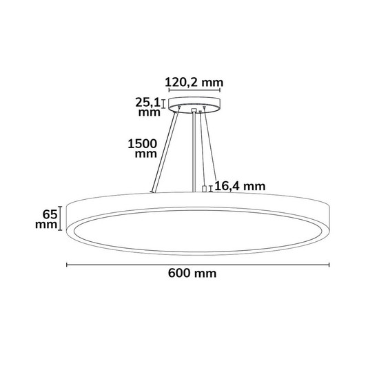 Isoled LED Hängeleuchte UGR<19 2H, weiß, 40W/50W+6W, IP42, DN600, 2700/3000/4000K, dimmbar, Up&Down 117524