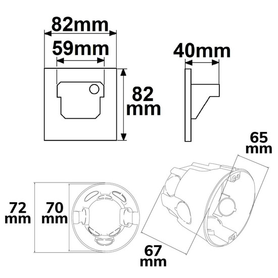 Isoled LED Wandeinbauleuchte Sys-Wall68 230V, PIR Master/Slave, 3W, 3000/4000/6000K, exkl. Dose/exkl. Cover 117572