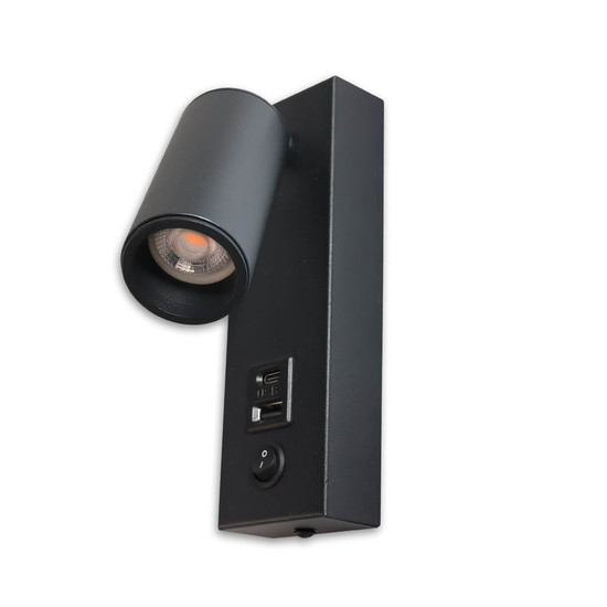 Isoled LED Leseleuchte, 4,5W, schwarz, mit USB-A und USB-C Ladebuchse, 3000K 117575
