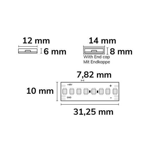 Isoled LED CRI918/940 CCT Flexband, 48V DC, 6W+6W, IP67, 10m Rolle, 256 LED/m 117591