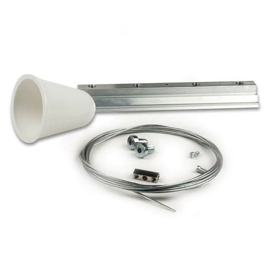 ISOLED Seilabhängung (1 Stk) für 3ph Stromschiene Classic mit Montageplatte inkl. Baldachin u. Stahlseil 2m