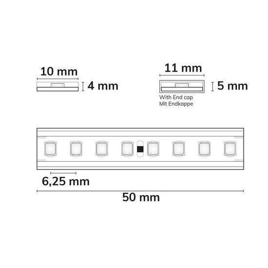 Isoled LED AQUA930 Linear Flexband, 24V DC, 12W, IP68, 3000K, 5m Rolle, 160LED/m 117712