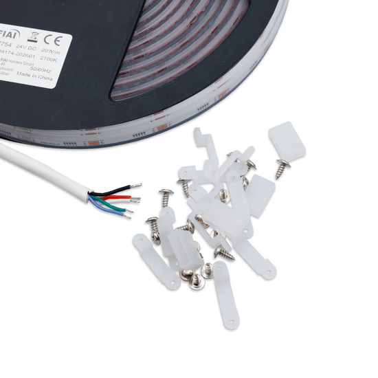 Isoled LED Aqua COB RGB+2700K Linear Flexband, 24V DC, 20W, IP68, 5m Rolle, 896 LED/m 117754