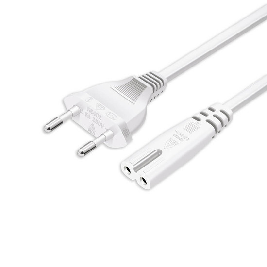 Isoled Standard EU-PowerCord Stecker, 2x0,75mm², weiß, 1m 117779