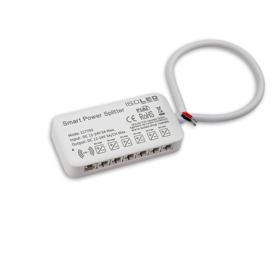 Isoled MiniAMP Power-Splitter 6-fach, Single Color, 12-24V DC, mit Master Sensor-Port, offenes Ende 117793