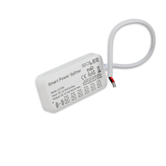 Isoled MiniAMP Power-Splitter 6-fach, Single Color, 12-24V DC, mit Master Sensor-Port, offenes Ende 117793