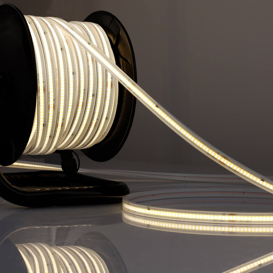 Isoled LED Flexband 230V COB, 12W/m, 25m Rolle auf Kabeltrommel, 4000K, CRI80, IP67, male/female Anschluss 117819