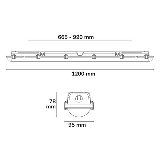 Isoled LED Wannenleuchte HEQ, 120cm, IP65, HF-Sensor, 25-40W, 160lm/W, 3000/3500/4000K, CRI80, DALI DT6 117826