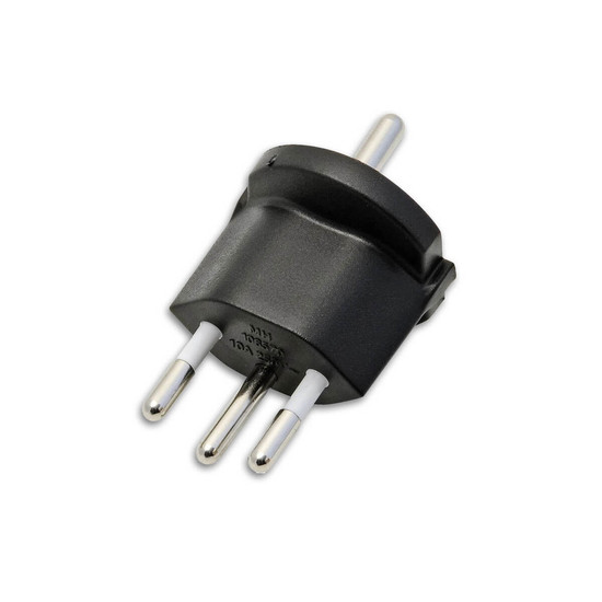 Isoled Fixadapter CH Typ 12 auf Schuko CEE 7/7, schwarz, nicht demontierbar, 10A 117827