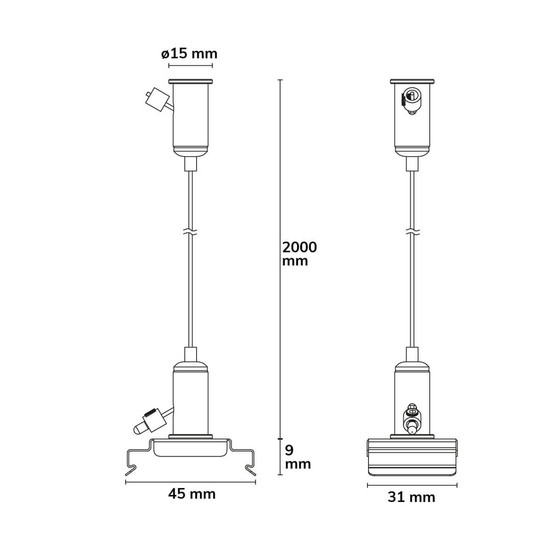Isoled LINKLINE50 Seilabhängung Set (exkl. Baldachin) für LED Hängeleuchte, schwarz 117830