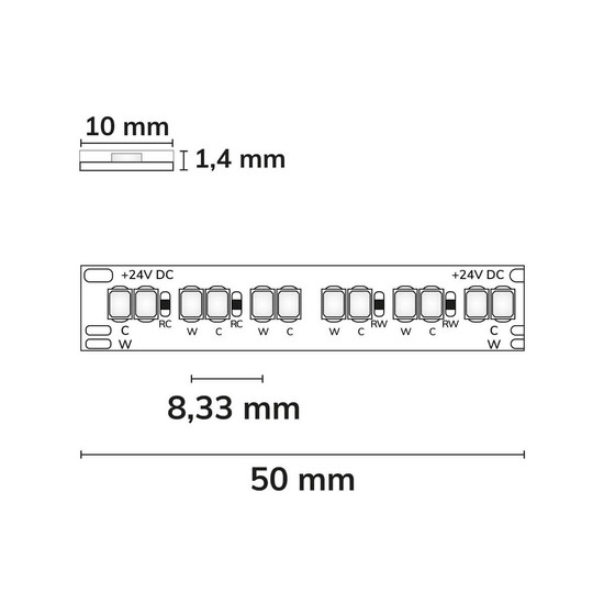 Isoled LED CCC Amber+SkyBlue Flexband, 15W/15W, 5m Rolle, 24V, IP20 117831