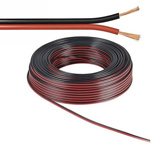 Isoled Kabel schwarz/rot 2x 0,5mm² H03VH-H YZWL AWG20, Meterware 117873