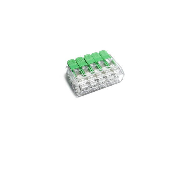 Isoled Hebelklemme, 5-polig, 0,2-4mm², 25Stk, 450V/32A, alle Leiterarten, werkzeuglos Kabel verbinden 117908