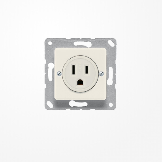 Jung 121-15 Steckdose, US-Norm NEMA, 15 A 125 V ~, Schraubklemmen, Thermoplast, 50x50 mm, weiß