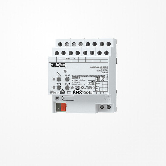 Jung 3901REGHE KNX LED-Universal-Dimmaktor / Drehzahlsteller, 1fach, AC 110 ... 230 V ~, 50/60 Hz, 4 TE