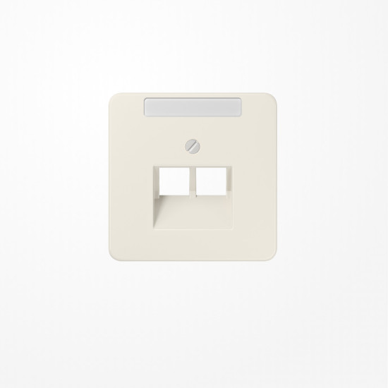 Jung 569-2NAUA Abdeckung für IAE/UAE-Anschlussdosen, 2x8-polig, mit Schriftfeld, Serie CD, weiß