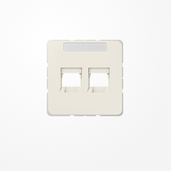 Jung 569-2WE Abdeckung (gerastet) für Modular-Jack-Steckbuchsen, 2fach, UMA-CAT6A, RADIALL, Panduit, Assmann, mit Schriftfeld, Serie CD, weiß