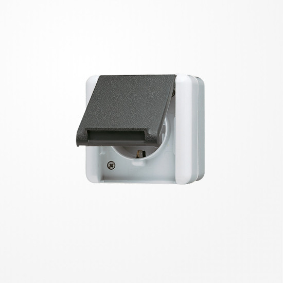 Jung 820WOT SCHUKO-Steckdose, 16 A 250 V ~, senkrechte und waagerechte Montage, IP 44, WG 800