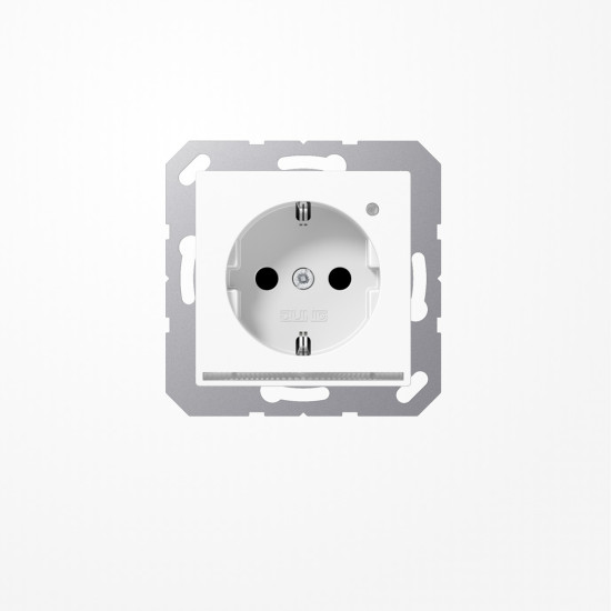 Jung A1520-OWWLNW SCHUKO-Steckdose mit LED-Orientierungslicht, 16 A 250 V ~, SAFETY+, Thermoplast, Serie AS/A, alpinweiß