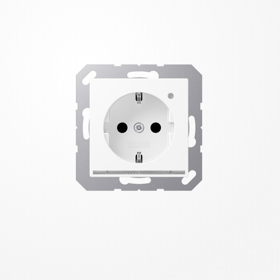 Jung A1520-OWWMLNW SCHUKO-Steckdose mit LED-Orientierungslicht, 16 A 250 V ~, SAFETY+, Thermoplast lackiert, Serie A, schneeweiß matt