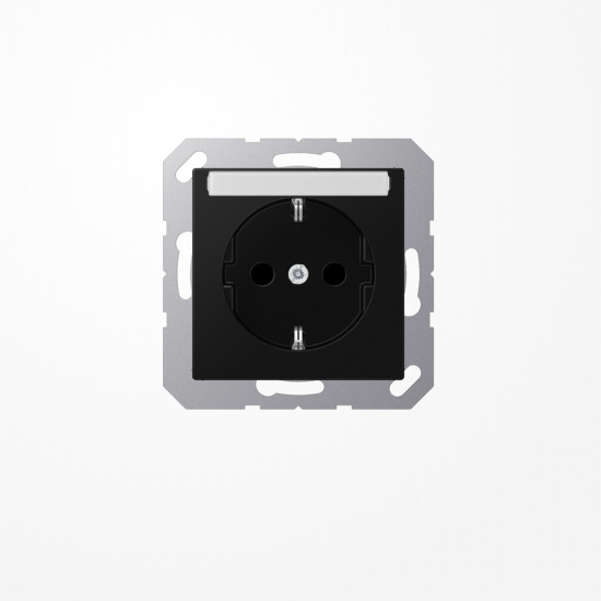 Jung A1520BFKINASWM SCHUKO-Steckdose, 16 A 250 V ~, mit Schriftfeld, SAFETY+, Thermoplast lackiert, Serie A, graphitschwarz matt