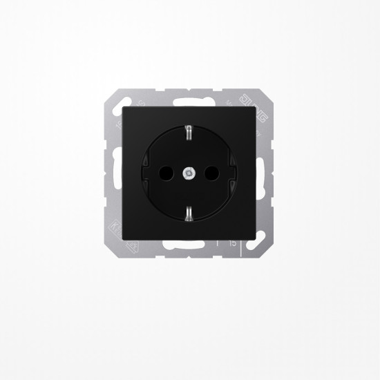 Jung A1520BFKISWM SCHUKO-Steckdose, 16 A 250 V ~, SAFETY+, Thermoplast lackiert, Serie A, graphitschwarz matt