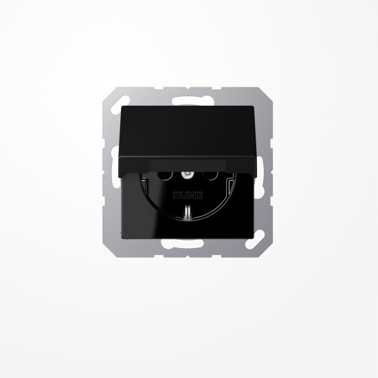 Jung A1520BFKLSWM SCHUKO-Steckdose, 16 A 250 V ~, Klappdeckel, Thermoplast lackiert, Serie A, graphitschwarz matt