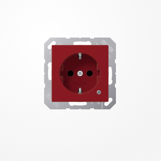 Jung A1520BFKORT SCHUKO-Steckdose, 16 A 250 V ~, mit Funktionsanzeige, SAFETY+, Thermoplast, Serie AS/A, rot