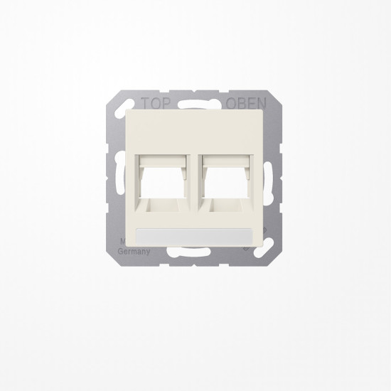 Jung A1569-25NAWE Abdeckung (gerastet) für Modular-Jack-Steckbuchsen, 2fach, EMT, AMP, MTRJ, mit Schriftfeld, Serie AS, weiß