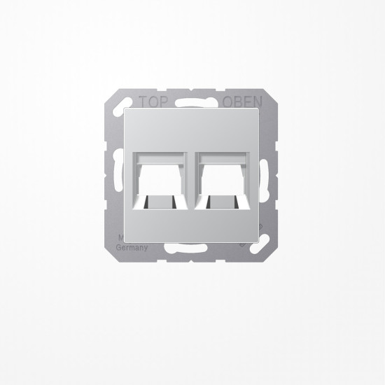 Jung A1569-25WEAL Abdeckung (gerastet) für Modular-Jack-Steckbuchsen, 2fach, EMT, AMP, MTRJ, Serie A, aluminium