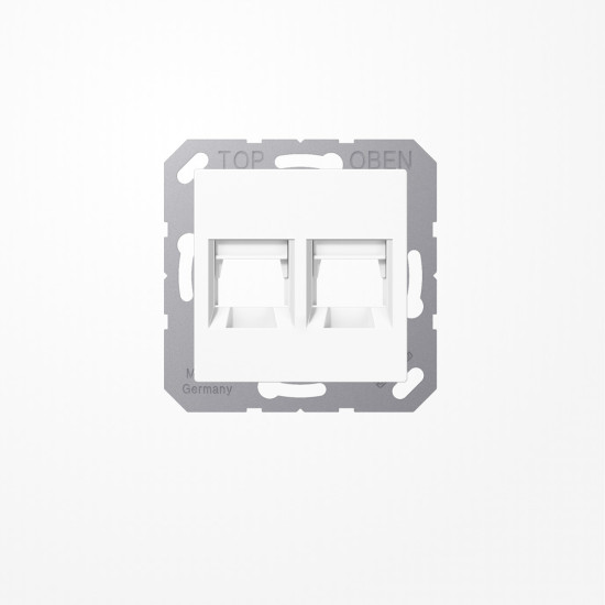 Jung A1569-2ATWW Abdeckung (gerastet) für Modular-Jack-Steckbuchsen, 2fach, Avaya, Serie AS/A, alpinweiß