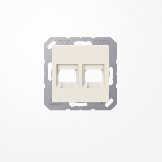 Jung A1569-2WE Abdeckung (gerastet) für Modular-Jack-Steckbuchsen, 2fach, UMA-CAT6A, RADIALL, Panduit, Assmann, Serie AS, weiß