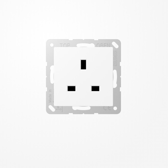 Jung A3521WWM Steckdose, British Standard, 13 A 250 V ~, Schraubklemmen, mit Berührungsschutz, Duroplast lackiert, Serie A, schneeweiß matt