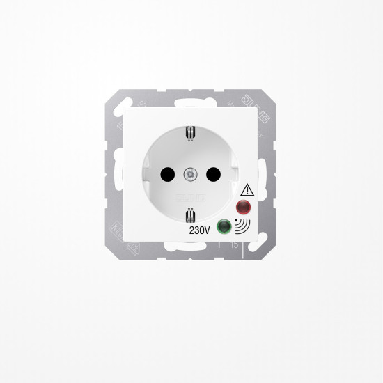 Jung A521UFWW SCHUKO-Steckdose, Schraubklemmen, mit Funktionsanzeige, mit Überspannungsschutz, Duroplast, Serie AS/A, alpinweiß