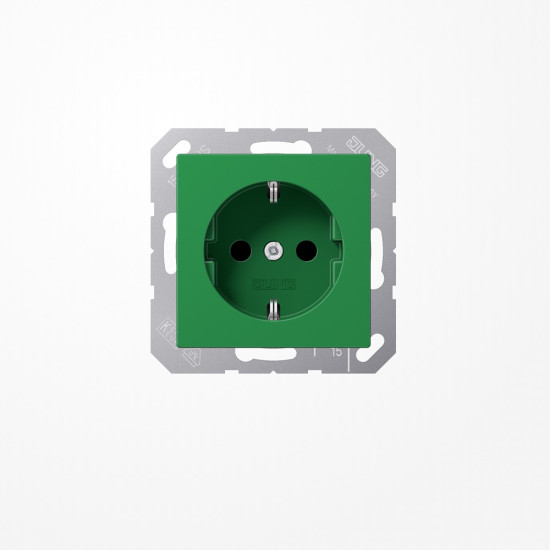 Jung ABA1520BFKIGN SCHUKO-Steckdose, 16 A 250 V ~, SAFETY+, Thermoplast antibakteriell, Serie AS, grün (für SV)