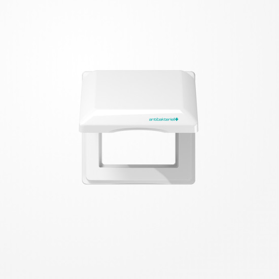 Jung ABAS581BFKLWW Klappdeckel mit Rahmen, 1fach, AS 500 antibakteriell, alpinweiß