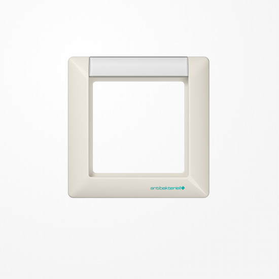 Jung ABAS581NA Rahmen 1fach, mit Schriftfeld, senkrechte Montage, Duroplast antibakteriell, AS 500 antibakteriell, weiß