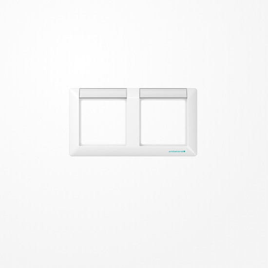 Jung ABAS5820NAWW Rahmen 2fach, mit Schriftfeld, waagerechte Montage, Duroplast antibakteriell, AS 500 antibakteriell, alpinweiß