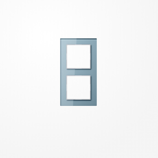 Jung AC582GLBLGR Glasrahmen 2fach, senkrechte und waagerechte Montage, Glas, A CREATION, blaugrau