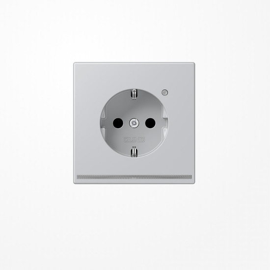Jung AL1520-OLNW SCHUKO-Steckdose, 16 A 250 V ~, mit LED-Orientierungslicht, SAFETY+, Serie LS, Aluminium