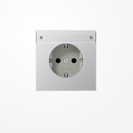 Jung AL1520KINA SCHUKO-Steckdose, 16 A 250 V ~, mit Schriftfeld, SAFETY+, Serie LS, Aluminium