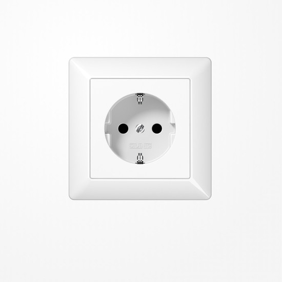 Jung AS1521WW SCHUKO-Steckdose, 16 A 250 V ~, Schraubklemmen, mit Rahmen, Duroplast, Serie AS, alpinweiß