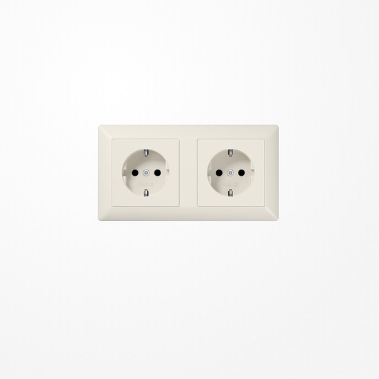 Jung AS1522BF Kabelkanal-SCHUKO-Steckdose, 2fach, 16 A 250 V ~, ohne Krallen, Thermoplast, Serie AS, weiß