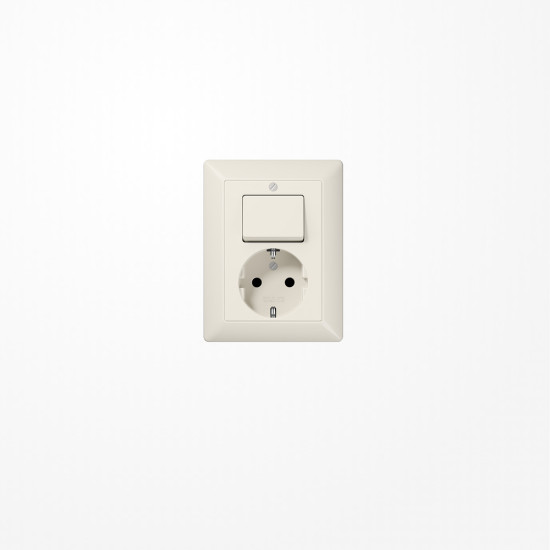 Jung AS5576U SCHUKO-Steckdose 16 A 250 V ~ mit Schalter Universal Aus-Wechsel 10 AX 250 V ~, Duroplast, Serie AS, weiß