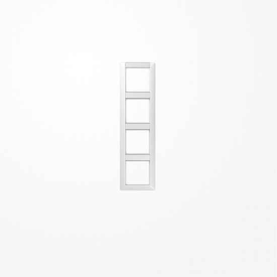 Jung AS584NAWW Rahmen 4fach, mit Schriftfeld, senkrechte Montage, Duroplast, AS 500, alpinweiß