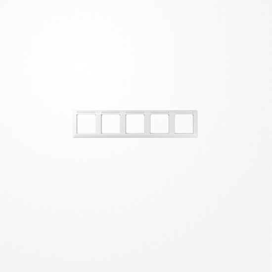 Jung AS5850BFINAWW Rahmen 5fach, mit Fenster (sprühnebeldicht), waagerechte Montage, Thermoplast, AS 500, alpinweiß