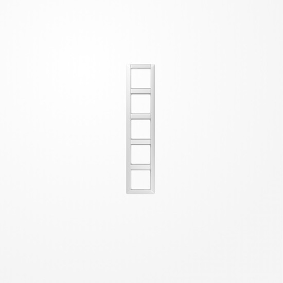 Jung AS585NAWW Rahmen 5fach, mit Schriftfeld, senkrechte Montage, Duroplast, AS 500, alpinweiß