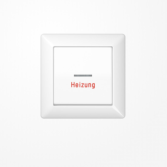 Jung AS590HWW Wippe mit Rahmen mit Lichtleiter, Aufschrift Heizung, Duroplast, Serie AS, alpinweiß