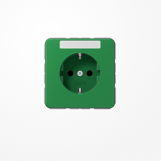 Jung CD1520BFKINAGN SCHUKO-Steckdose, 16 A 250 V ~, mit Schriftfeld, SAFETY+, Thermoplast, Serie CD, grün (für SV)